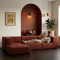 Sofá Modular Boucle Plus - 3 Lugares - 2 Cantos com Apoio de Pé Sofá Modular Boucle Plus - 3 Lugares - 2 Cantos com Apoio de Pé