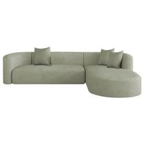 Sofá Modular Celinne Luxuoso Sala de Estar Decoração Luxo 265cm Bouclé