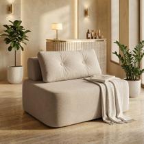 Sofá Modular Cielo 120cm Recepção Loja Sala de Estar Bouclê Bege - Montanari s Decor