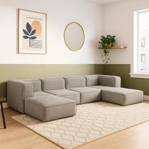 Sofá Modular Flow 4 Lugares 2 Braços 2 Chaises Inflow Boucle Linho Vem Na Caixa Compacto Sala