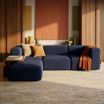 Sofá Modular Flow Boucle Plus - 3 Lugares - 2 Cantos com Apoio de Pé Sofá Modular Flow Boucle Plus - 3 Lugares - 2 Cantos com Apoio de Pé