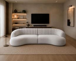 Sofá Modular Holp 330cm Conforto Moderno Sala Estar Bouclé Branco Bouclé Sofá Modular Holp 330cm Conforto Moderno Sala Estar Bouclé Branco Bouclé