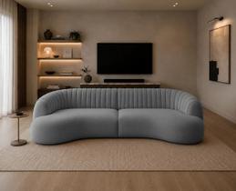 Sofá Modular Holp 330cm Conforto Moderno Sala Estar Bouclé Cinza Bouclé Sofá Modular Holp 330cm Conforto Moderno Sala Estar Bouclé Cinza Bouclé