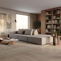 Sofá Modular Ilha 320 cm com Encosto Almofadas Linho Marfim NS Cor:Marfim