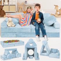 Sofá Modular Infantil Lunix LX15 14 peças Azul Serenity Sofá Modular Infantil Lunix LX15 14 peças Azul Serenity