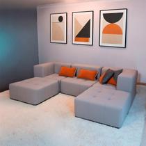 Sofá Modular Na Caixa Boucle 3 Lugares Com 2 Braço 2 Chaises Sofá Modular Na Caixa Boucle 3 Lugares Com 2 Braço 2 Chaises