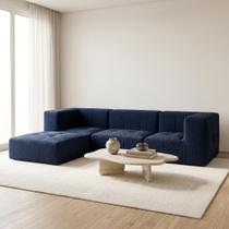 Sofá Modular Na Caixa Boucle 3 Lugares Com 2 Braços 1 Chaise Sofá Modular Na Caixa Boucle 3 Lugares Com 2 Braços 1 Chaise