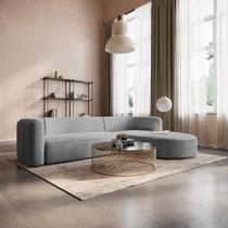 Sofá Modular Sala de Estar Decoração Luxo 265cm Lado Esquerdo Bouclé Celinne Luxuoso