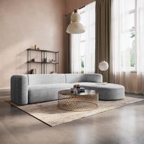 Sofá Modular Sala de Estar Decoração Luxo 265cm Lado Esquerdo Linho Celinne Luxuoso Cinza Claro Sofá Modular Sala de Estar Decoração Luxo 265cm Lado Esquerdo Linho Celinne Luxuoso Cinza Claro