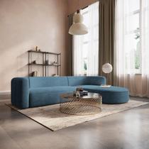 Sofá Modular Sala de Estar Decoração Luxo 265cm Lado Esquerdo Linho Celinne Luxuoso