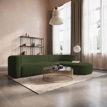 Sofá Modular Sala de Estar Decoração Luxo 265cm Lado Esquerdo Linho Celinne Luxuoso