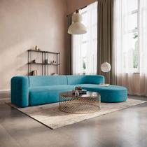 Sofá Modular Sala de Estar Decoração Luxo 265cm Lado Esquerdo Suede Celinne Luxuoso