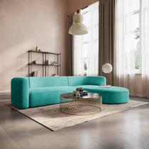 Sofá Modular Sala de Estar Decoração Luxo 265cm Lado Esquerdo Suede Celinne Luxuoso Sofá Modular Sala de Estar Decoração Luxo 265cm Lado Esquerdo Suede Celinne Luxuoso