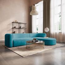 Sofá Modular Sala de Estar Decoração Luxo 265cm Lado Esquerdo Suede Celinne Luxuoso Sofá Modular Sala de Estar Decoração Luxo 265cm Lado Esquerdo Suede Celinne Luxuoso