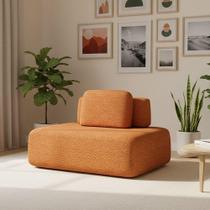 Sofá Módulo Central 140cm Orgânico Sala Berlim Bouclê Caramelo K01 - D'rossi
