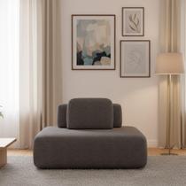 Sofá Módulo Central 140cm Orgânico Sala Berlim Bouclê Grafite K01 - D'rossi