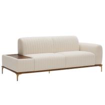 Sofá Molino 3 Lugares 180cm C/Mesa Auxiliar Direito Pés Ouro.F Bouclé Off White - Nexta Casa Sofá Molino 3 Lugares 180cm C/Mesa Auxiliar Direito Pés Ouro.F Bouclé Off White - Nexta Casa