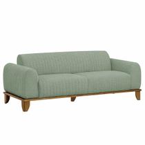 Sofá Molino 3 Lugares 180cm Pés Madeira Castanho Bouclé Verde Claro - Nexta Casa Sofá Molino 3 Lugares 180cm Pés Madeira Castanho Bouclé Verde Claro - Nexta Casa
