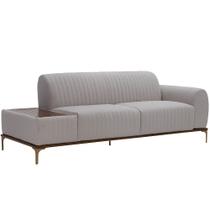 Sofá Molino 3 Lugares 210cm C/Mesa Auxiliar Direito Pés Ouro.F Lona Cru - Nexta Casa