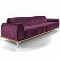 Sofá Molino 3 Lugares 210cm Pés Alumínio Veludo Roxo - Nexta Casa Sofá Molino 3 Lugares 210cm Pés Alumínio Veludo Roxo - Nexta Casa