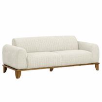 Sofá Molino 3 Lugares 210cm Pés Madeira Castanho Bouclé Off White - Nexta Casa