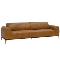 Sofá Molino 3 Lugares 210cm Pés Ouro Fosco Corano Caramelo - Nexta Casa Sofá Molino 3 Lugares 210cm Pés Ouro Fosco Corano Caramelo - Nexta Casa
