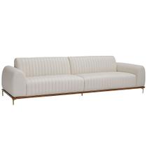 Sofá Molino 3 Lugares 210cm Pés Ouro Fosco Corano Off White - Nexta Casa Sofá Molino 3 Lugares 210cm Pés Ouro Fosco Corano Off White - Nexta Casa