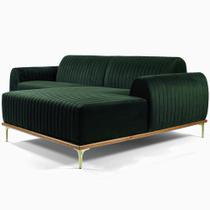 Sofá Molino 3 Lugares 230cm Chaise Esquerdo Pés Gold Veludo Verde - Nexta Casa