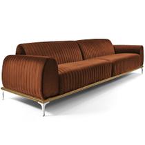 Sofá Molino 3 Lugares 230cm Pés Alumínio Veludo Camel - Nexta Casa