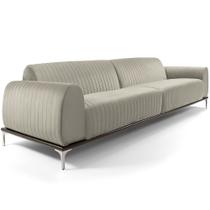 Sofá Molino 3 Lugares 230cm Pés Alumínio Veludo Creme - Nexta Casa Sofá Molino 3 Lugares 230cm Pés Alumínio Veludo Creme - Nexta Casa