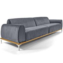 Sofá Molino 3 Lugares 230cm Pés Alumínio Veludo Titânio - Nexta Casa