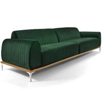 Sofá Molino 3 Lugares 230cm Pés Alumínio Veludo Verde - Nexta Casa Sofá Molino 3 Lugares 230cm Pés Alumínio Veludo Verde - Nexta Casa