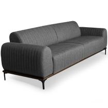Sofá Molino 3 Lugares 230cm Pés Preto Fosco Linho Cinza - Nexta Casa Sofá Molino 3 Lugares 230cm Pés Preto Fosco Linho Cinza - Nexta Casa