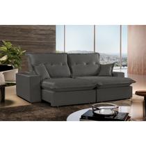 Sofa Momo Retrátil e Reclinável 5 Lugares 290 Cm com Molas Ensacadas e Pillow Top Espresso Móveis Cinza