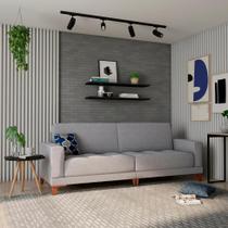 Sofá Moscou 4 Lugares Linho Cinza 280 cm