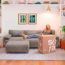 Sofá na Caixa Modular 3 Lugares com 1 Chaise Modelo Horizon em Tecido Bouclé Sofá na Caixa Modular 3 Lugares com 1 Chaise Modelo Horizon em Tecido Bouclé