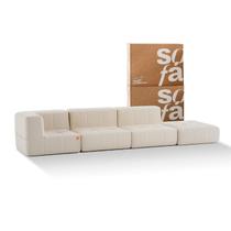 Sofá na Caixa modular 3 lugares em Boucle - 1 Braço com 1 Chaise