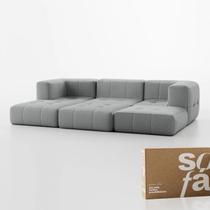 Sofá na Caixa modular 3 lugares em Boucle com 3 Chaises