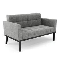Sofá Namoradeira 2 Lugares Base de Madeira Preto Elisa Linho D03 - D'Rossi