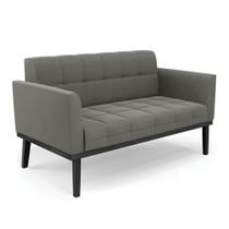 Sofá Namoradeira 2 Lugares Base de Madeira Preto Elisa Suede D03 - D'Rossi