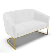 Sofá Namoradeira 2 Lugares Base Industrial Dourado Stella Corano Branco D03 - D'Rossi