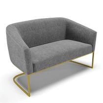 Sofá Namoradeira 2 Lugares Base Industrial Dourado Stella Linho D03 - D'Rossi