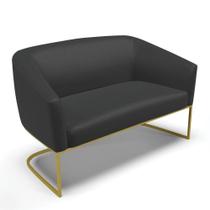 Sofá Namoradeira 2 Lugares Base Industrial Dourado Stella material sintético D03 - D'rossi Cor Preto Sofá Namoradeira 2 Lugares Base Industrial Dourado Stella material sintético D03 - D'rossi Cor Preto