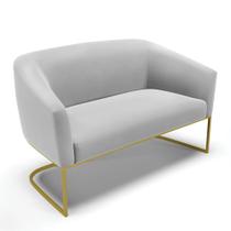 Sofá Namoradeira 2 Lugares Base Industrial Dourado Stella Suede D03 - D'Rossi