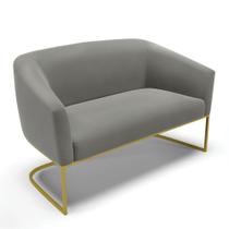 Sofá Namoradeira 2 Lugares Base Industrial Dourado Stella Suede Grafite D03 - D'Rossi