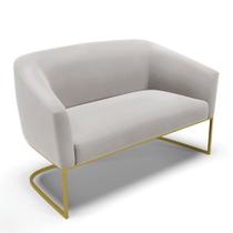 Sofá Namoradeira 2 Lugares Base Industrial Dourado Stella Veludo Cinza D03 - D'Rossi