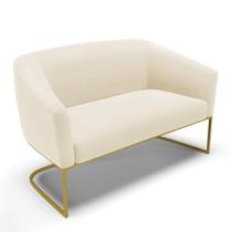 Sofá Namoradeira 2 Lugares Base Industrial Dourado Stella Veludo D03 - D'rossi Cor Bege Sofá Namoradeira 2 Lugares Base Industrial Dourado Stella Veludo D03 - D'rossi Cor Bege