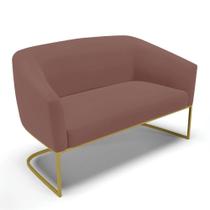 Sofá Namoradeira 2 Lugares Base Industrial Dourado Stella Veludo D03 - D'rossi Cor Rose