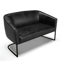 Sofá Namoradeira 2 Lugares Base Industrial Preto Stella Corano Preto D03 - D'rossi