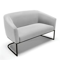 Sofá Namoradeira 2 Lugares Base Industrial Preto Stella Suede Cinza D03 - D'rossi